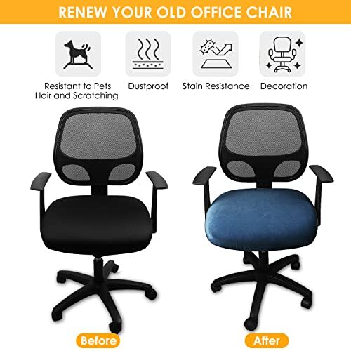 Stretch Spandex Velvet Computer Office Chair Chair Seat Cover Dark Blue