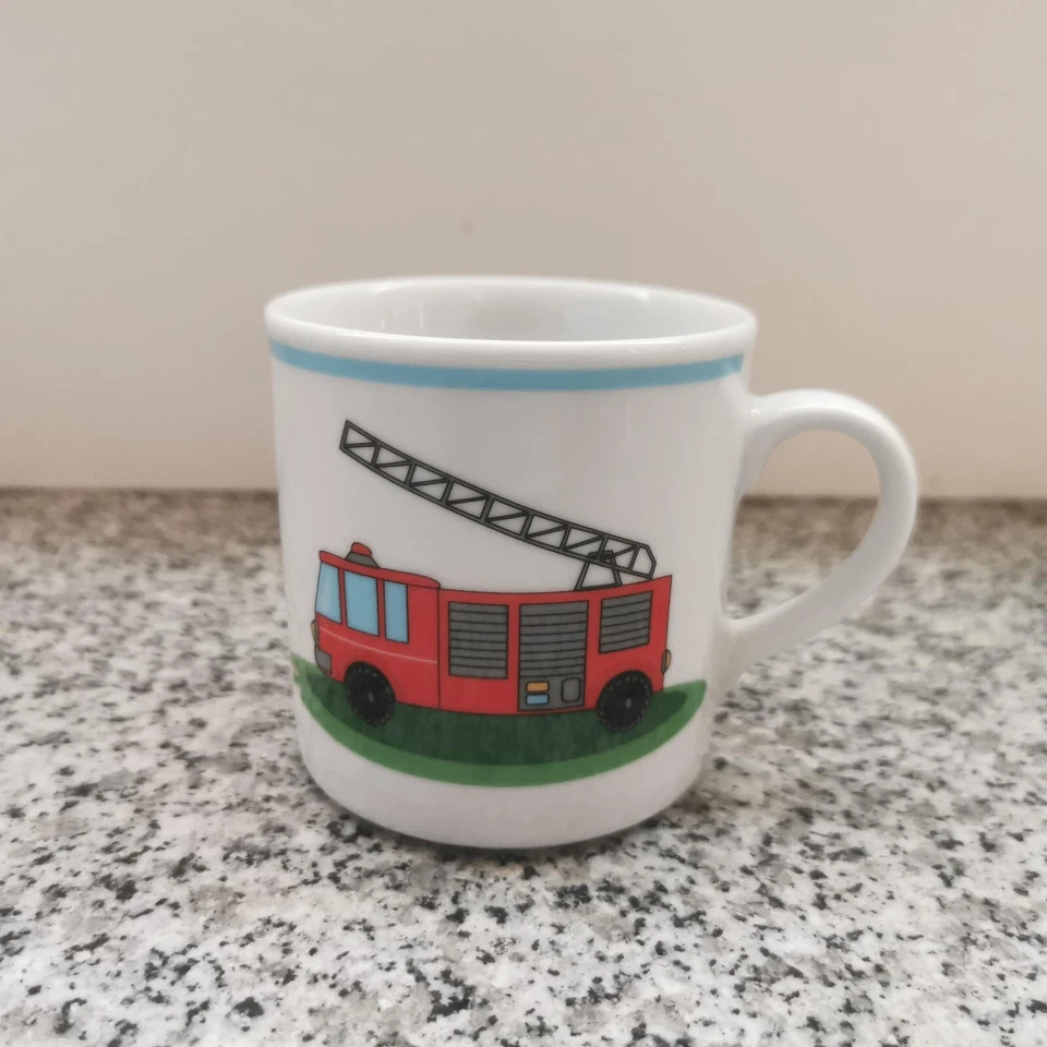 Kindergeschirr Set 3tlg Porzellan Kinderteller Tasse Top Motiv "Feuerwehr" - Bild 4 von 4