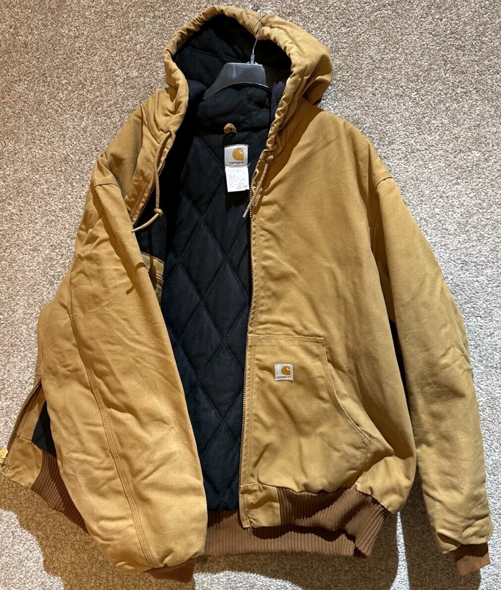 Carhartt J140 Brown Duck Quilted Flannel Lined Jacket XL USA Made