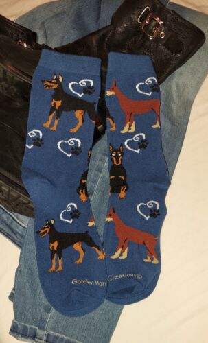 FREE SHIP dog breed ladies Doberman Pinscher working socks Brand New Design  - Picture 1 of 1