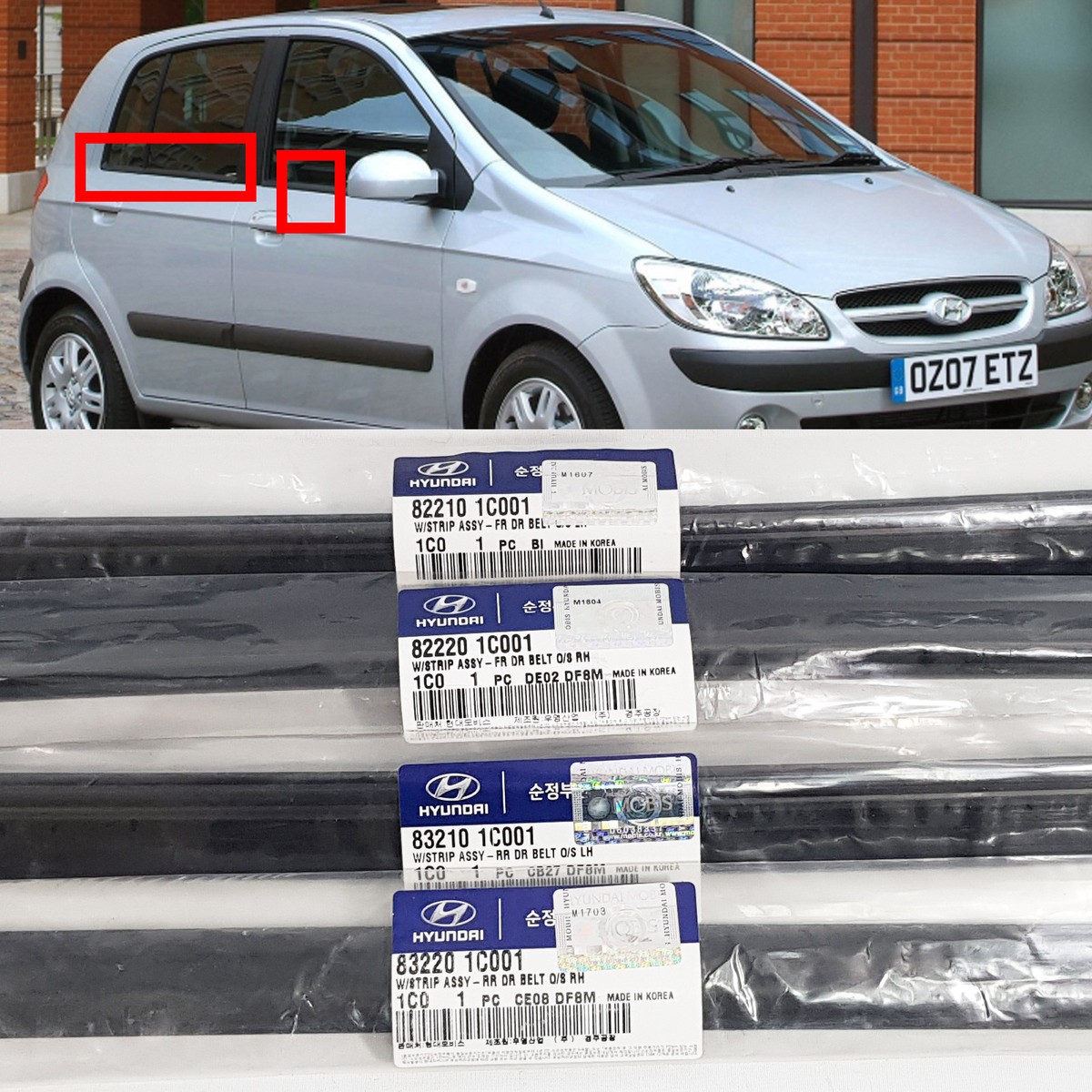 Lot De 4 Joints De Fenêtre Et De Porte Pour Hyundai Click/Getz 2006