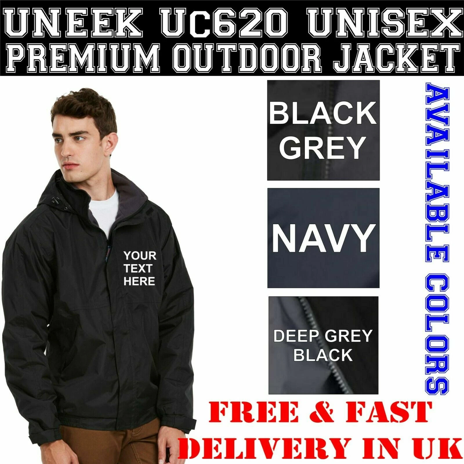 Personalised Embroidered Uneek UC620 Unisex Premium Outdoor Jacket Your Text
Opens in a new window o