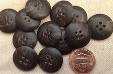 12 Domed Top Dark Brown Swirl Plastic Sew-through Buttons 3/4" 19.5mm # 7146