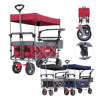 AREBOS Premium Bollerwagen mit Dach | Handwagen Transportkarre Gerätewagen