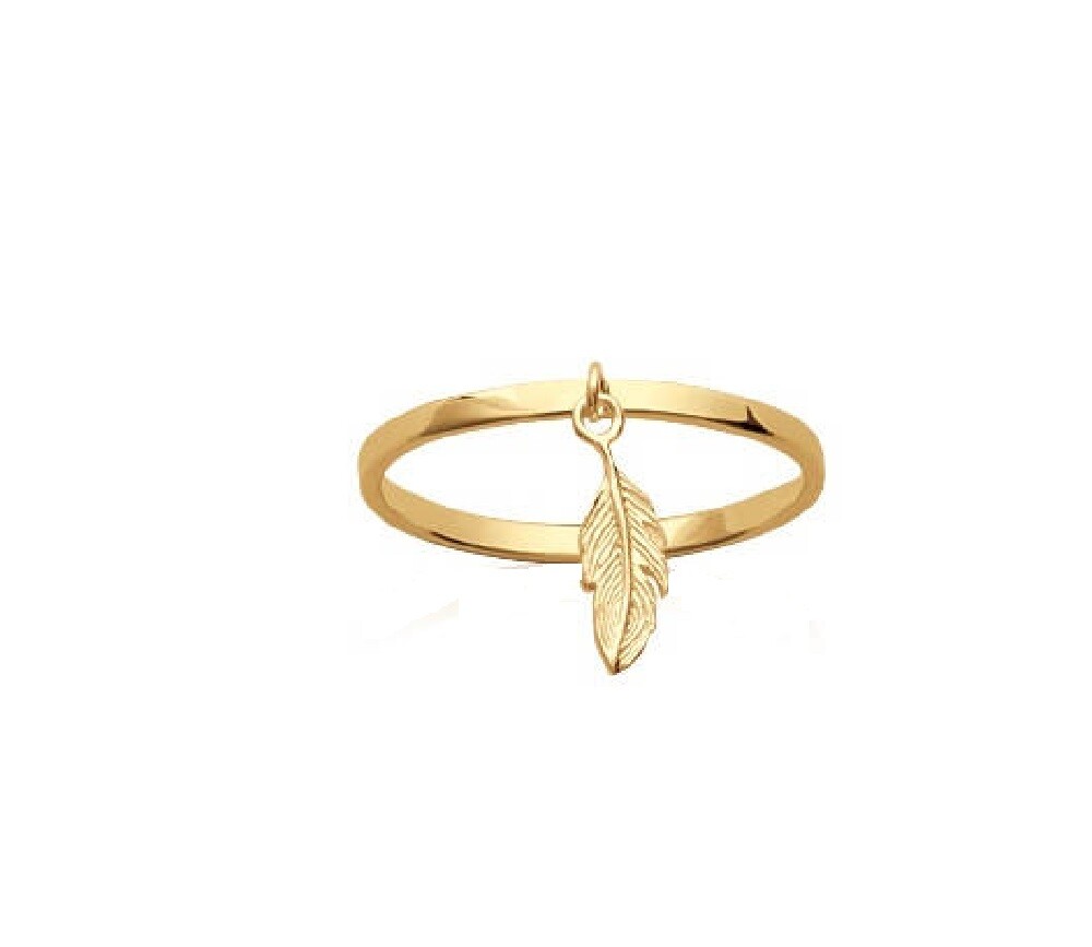 Bague pampille plume plaqué or 18k qui résiste au quotidien