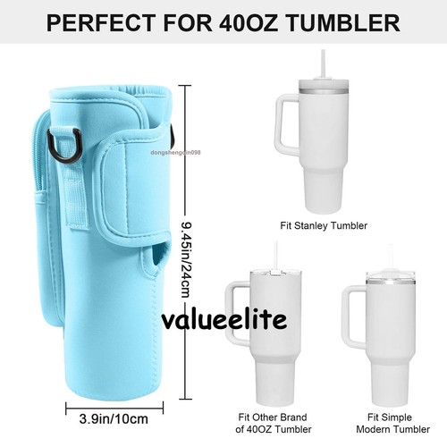 Borsa porta borraccia con tasca telefono cinghia regolabile per Stanley Cup 40 oz - Foto 33 di 37