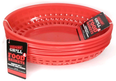Expert Grill Food Basket Set Of 8 Red Plastic Picnicware New With Tags