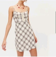 Urban Outfitters Keya Hook & Eye Plaid Mini Dress Sleeveless Women's Medium