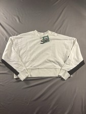 Puma Classics Cropped Crew Sweatshirt Women s L White And Black NWT