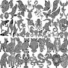 Tribal Animal Temporary Tattoos for Men  Women 60 PCS  34 sheets of Maori d...