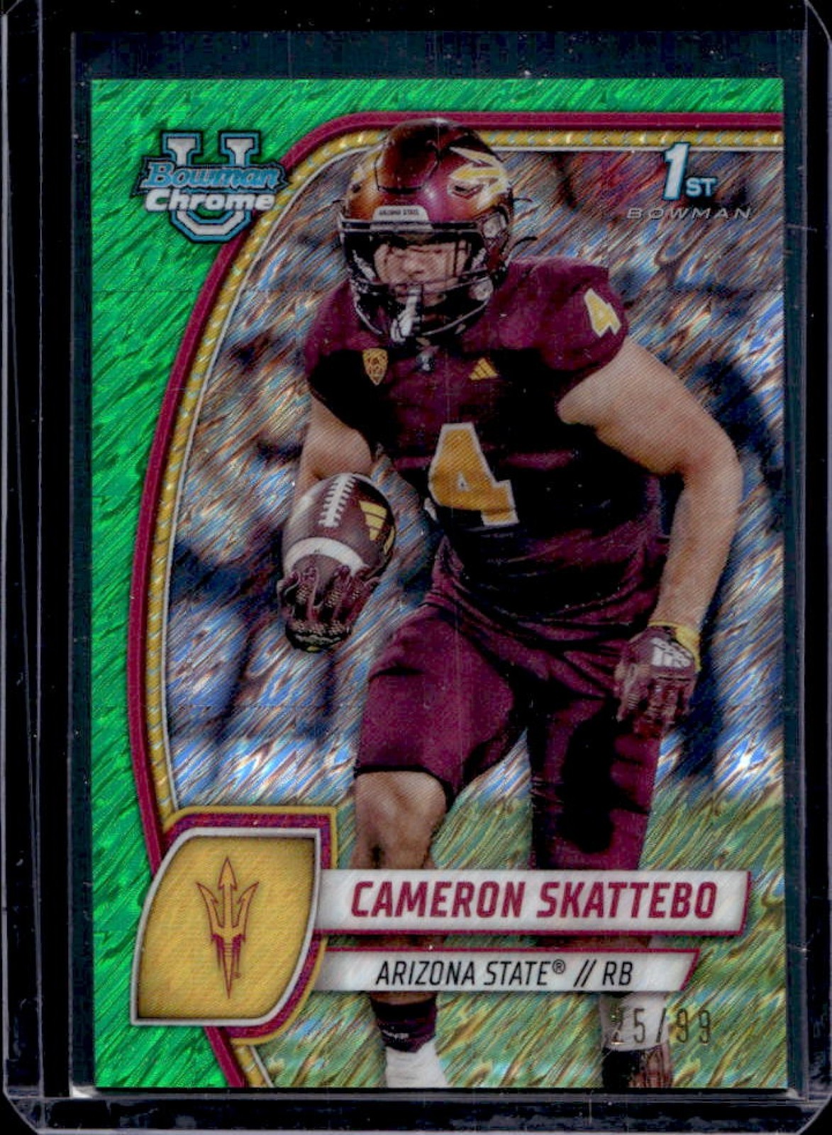 2024 Bowman Chrome U Cameron Skattebo Green Shimmer Refractor 1st #25/99