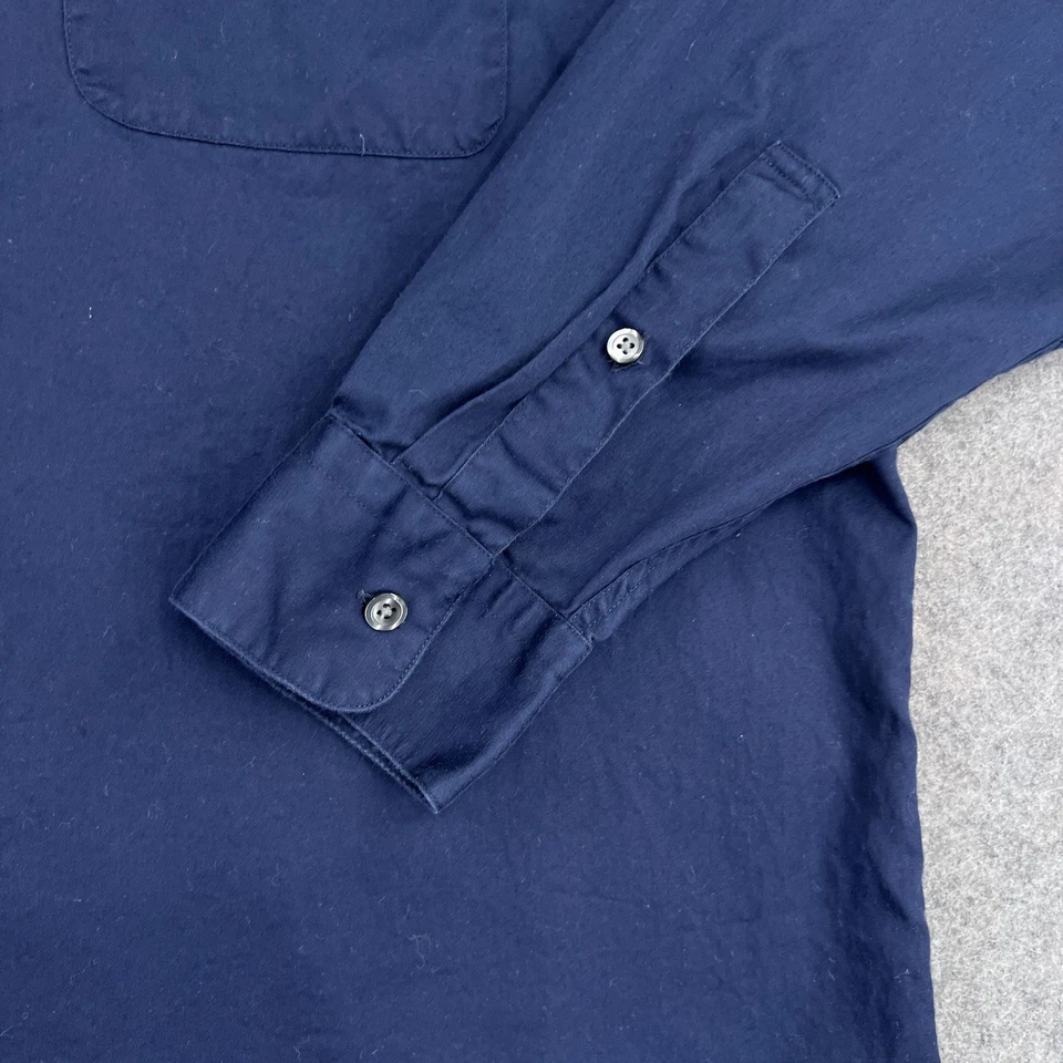 Camisa masculina Perry Ellis com botões 16,5x35 azul manga longa algodão empresarial - Imagem 4 de 4