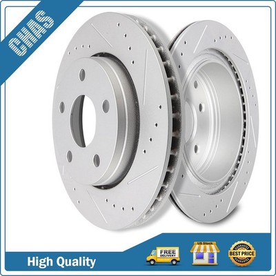 Front Drilled And Slotted Brake Rotors Fits 2007-2015 2016 2017 Jeep Wrangler