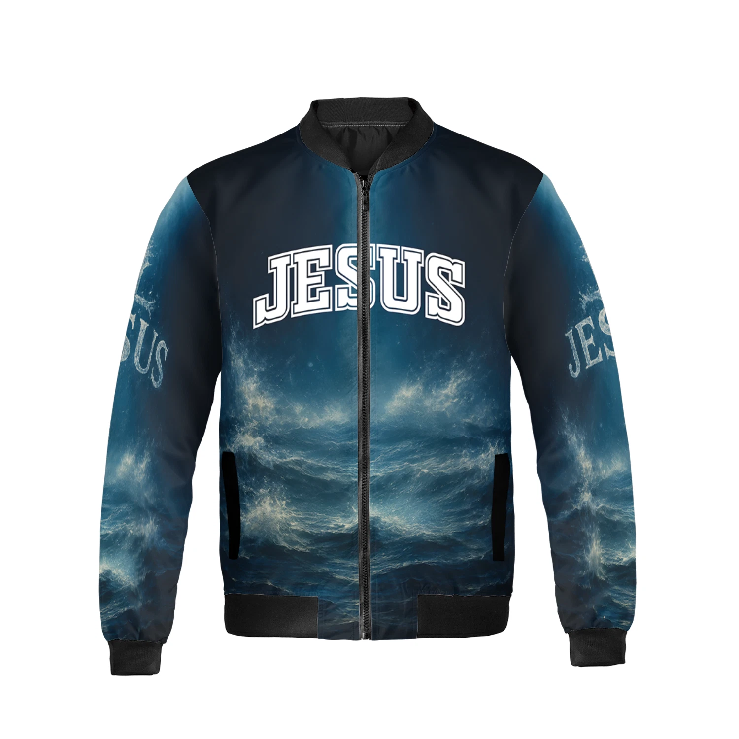 Jesus Walking On Water Religious Christian Xmas Gift Bomber Jacket