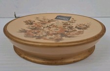 Croscill Home Soap Dish Holder Ceramic Floral Gold Biege Cottage D 4 3/4 x H 1