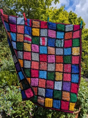 N2) HANDHÄKELTEPPICH ÜBERWURF DECKE RECYCELTES WIEDERVERWENDTES GARN CAMPING BOHO HAUS GARTEN