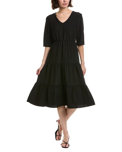 Pascale La Mode Solid Ruffle Hem Midi Dress Women's Pascale La Mode Solid Ruffle Hem Midi Dress Women's