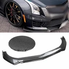 Fit For Cadillac ATS CTS Carbon Fiber Pattern Front Bumper Lip Spoiler Kit USA