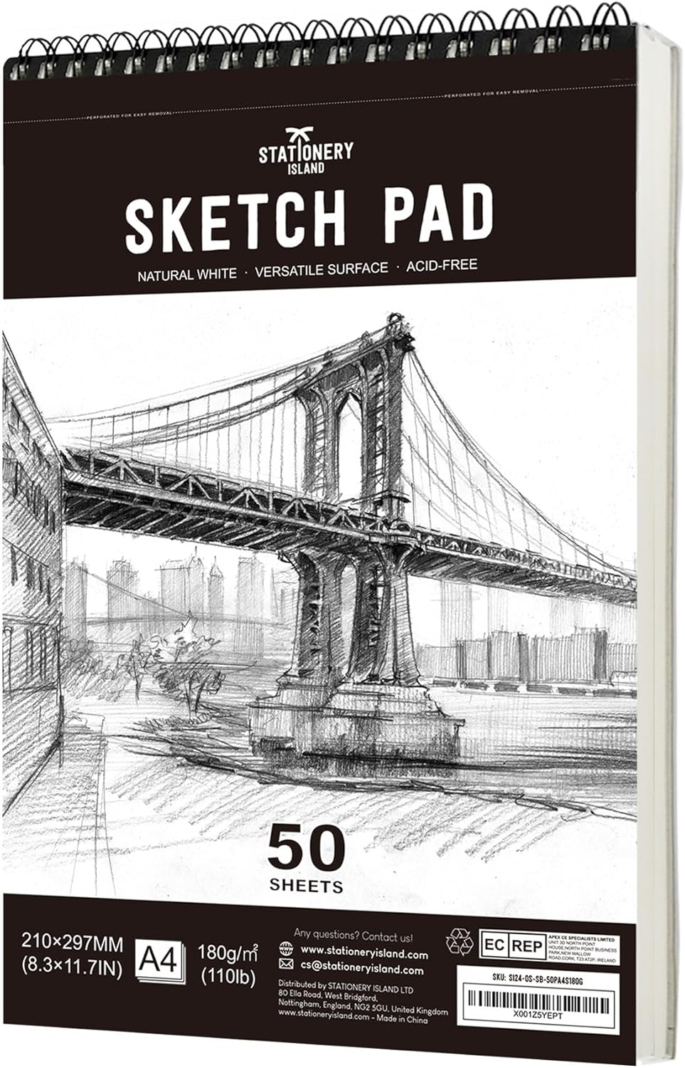 Sketch Pad| A4 Sketch Book 180 G/M² Thick Paper| 100 Pages / 50 Sheets Spiral Bo