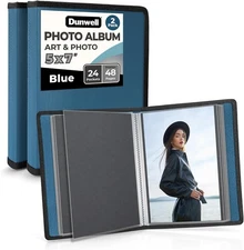 Dunwell Small Photo Album 5x7 (2-Pack, Blue), w/ BLK Paper, Cobalt Blue 