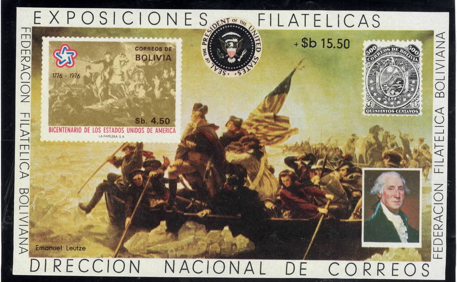BOLIVIA Scott  583a MNH SOUVENIR SHEET  1976 - US BICENTENNIAL.      t55