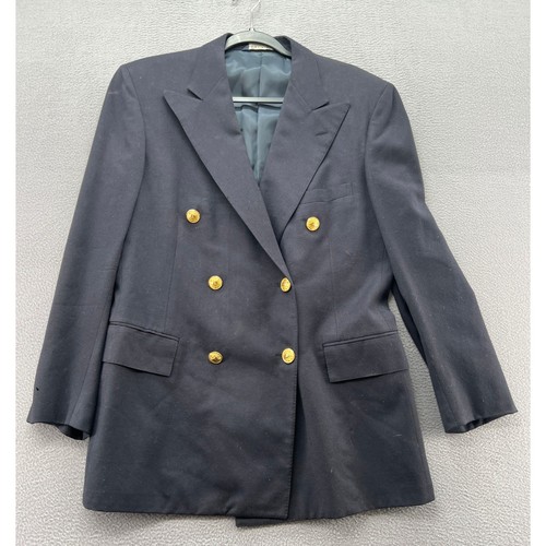VTG Polo Ralph Lauren Blazer Mens 40 Navy Wool Double Breast Gold Crest Buttons