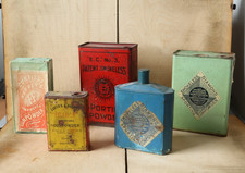Collection Gunpowder tins, Curtis's & Harvey's + Nobel Eley Kynoch Powder flask