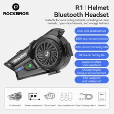 ROCKBROS Bluetooth Headset Phone Motorcycle Helmet Intercom Waterproof Wireless