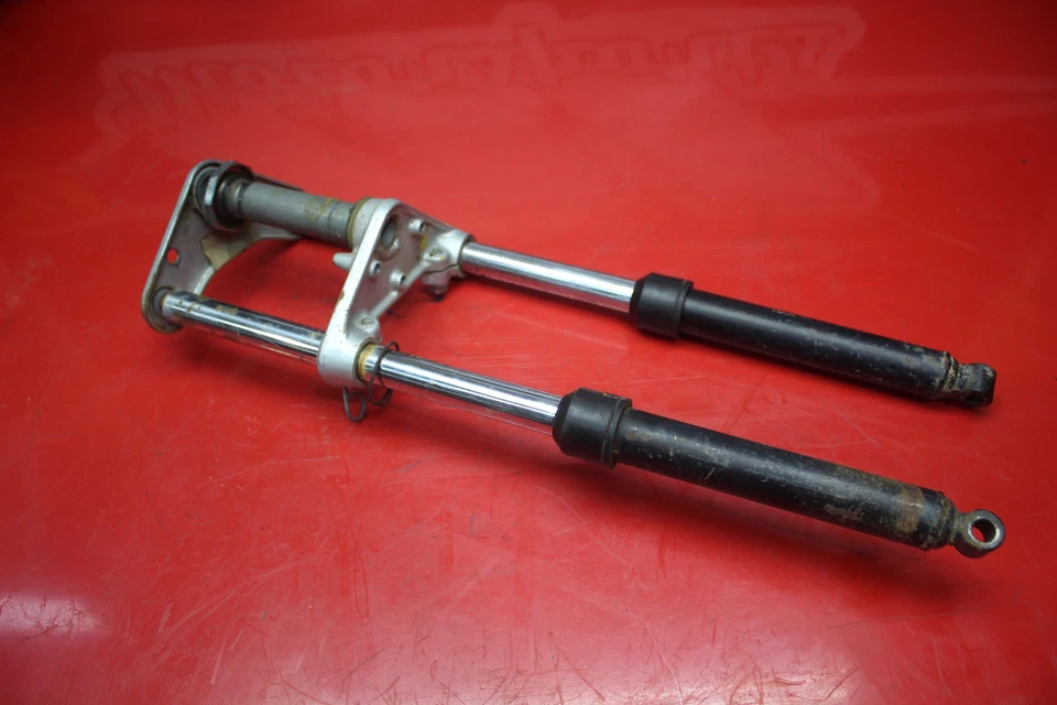 2000 SUZUKI JR50 RIGHT LEFT FRONT FORKS SHOCKS TRIPLE TREE FULL ASSEMEMBLY - Image 2 of 4