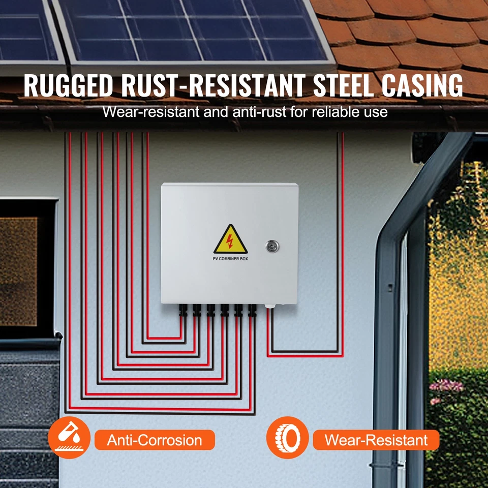 Caja combinadora solar fotovoltaica 6 cuerdas 15A para sistema de paneles solares caja de acero IP65 Foto 2 de 4