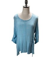 CMC Tunic Women's Size Medium Light Blue Color Me Cotton Asymmetrical