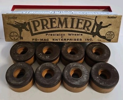Fo-Mac Premier Roller Skate Wheels, With Original Vintage Box, Rare Find, Set 8.