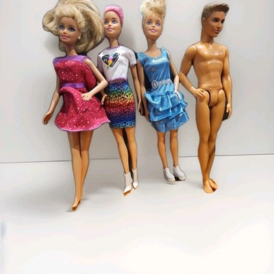 Dressed Barbie Long Rainbow Leopard Hair Side Shaved Color Reveal Bundle Of 4 