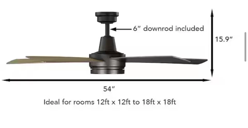 Hampton Bay Fanlee 54 in. Matte Black Smart Indoor Ceiling Fan New - Image 4 of 4