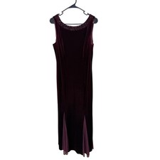 Vintage Jessica Howard Petite Velvet Beaded Maxi Dress Size 12