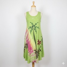 Tropical Flowy Pullover Dress With Embroidered Flowers