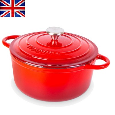 Eleganter 5 Quart emaillierter Dutch Oven aus Gusseisen für vielseitiges Kochen - rot