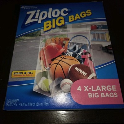 Ziploc Storage Big Bags 4 Count XL 10 Gallon 24 x20 x7  Double Zip New