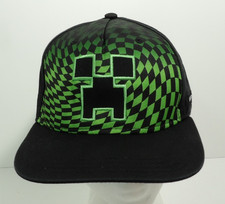 Minecraft Creeper Youth Snapback Hat Green Black Adjustable Kids Gamer Cap
