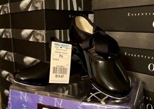 DANCE TIME Tap Shoes Black - Childs SIZE 7 1/2 - NEW WITH TAGS ribbon ties
