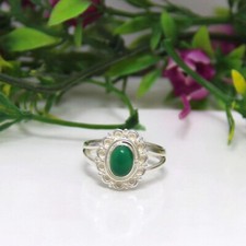 925 Sterling Silver Natural Green Onyx Ring Gemstone Women Jewelry For Her A 37