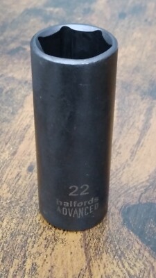 (386)  22mm HALFORDS ADVANCED 1/2 Drive Impact 6 Point Deep Socket 