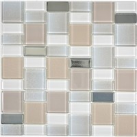 Glasmosaik Beige Fliesenspiegel Wandverkleidung Bad 68-0136P | 10 Mosaikplatten
