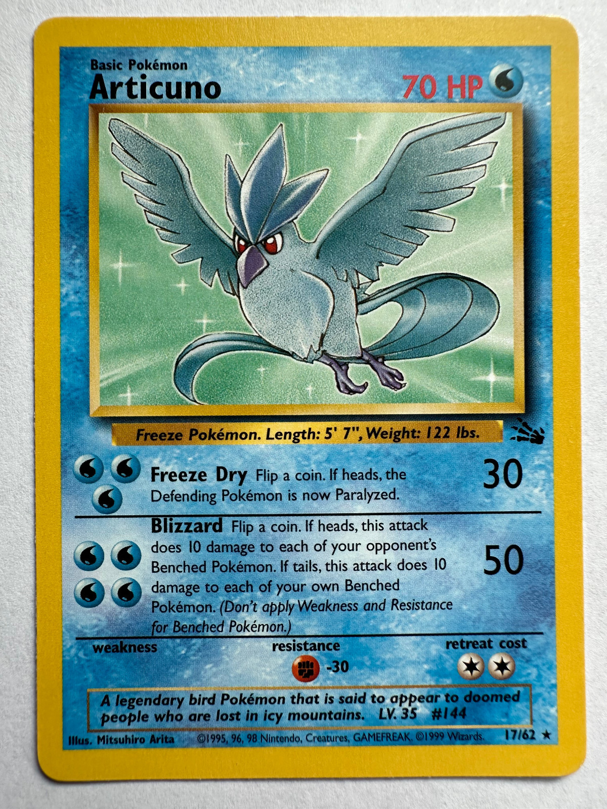 Pokémon TCG Articuno 17/62 Fossil WotC 1999 Non Holo Rare NM