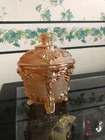 Jeannette Glass Candy Dish Grape Leaf Footed Bowl.