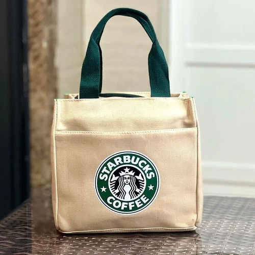 2024 Neu Starbucks* Canvas Beuteltasche Praktische Brotzeittasche Umweltfreundlich Tragetasche Einkaufstaschen - Bild 16 von 23