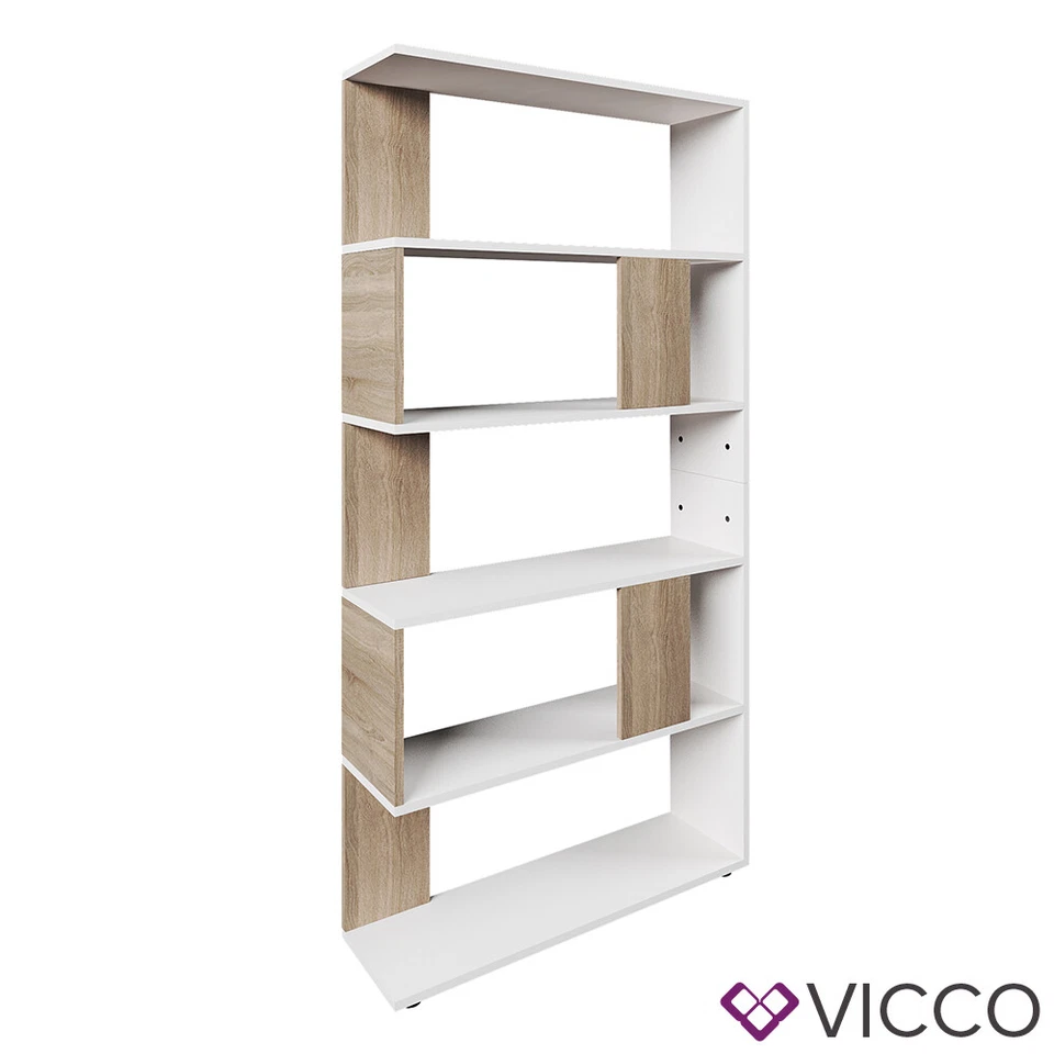 Étagère de séparation de pièce bibliothèque bureau blanc chêne Sonoma Vicco