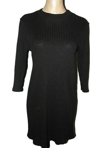 SIMPLE RIBBED BLACK JUMPER DRESS SZ 