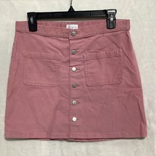 Place Corduroy Skirt Pink Girls Size 16 Full Snap Front Pockets Adjustable Waist