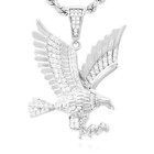 14k Yellow White Gold Over Silver White Zirconia Open Wings Eagle Pendant 1.57"